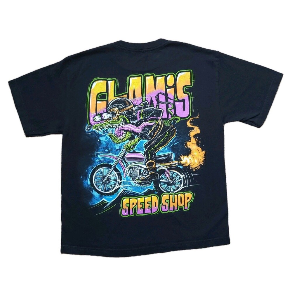 Glamis Speed Shop Rat Fink Sz XS-S Unisex Double Side Black T-Shirt Motorcycle